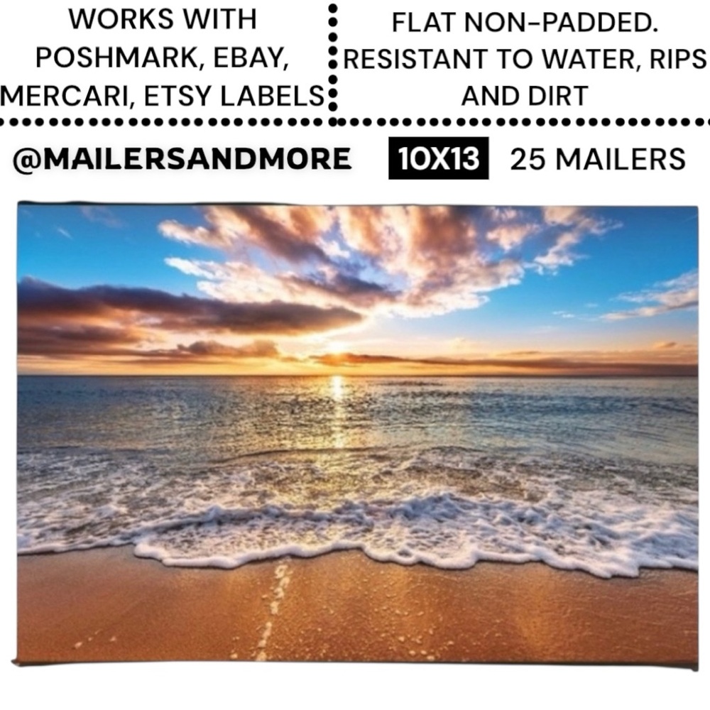 25 10X13 Poly Mailers Sunset Beach Flat Shipping Envelopes PRICE IS FIRM - Picture 1 of 10